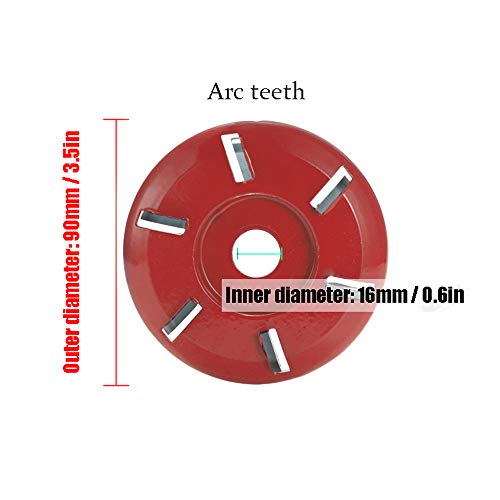 Foto von Sechs Zähne Power Holzschnitzscheibe Scheibenfräser, Weytoll 90 mm Lochwinkelschleifer Scheibenfräser, 6 Zähne Wood Carving Disc, für 16mm Blende Winkelschleifer, Winkelschleifer Holzschnitzscheibe
