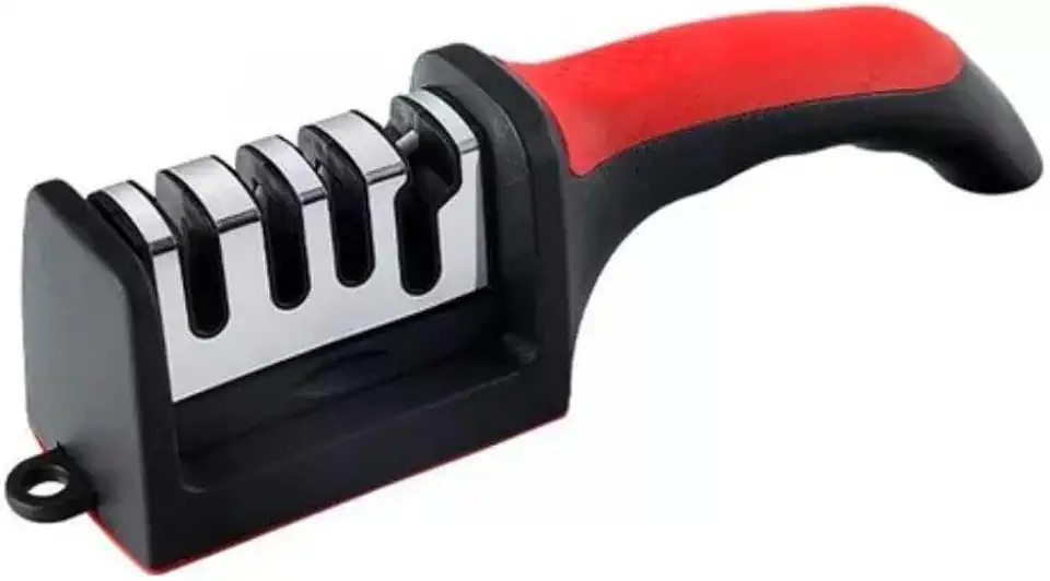 Afiador Amolador De Facas E Tesouras Profissional Com 3 Estágios De Afiação Vermelho