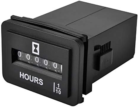 Jayron JR-HM001 Snap in Mechanical Hour Meter Rectangular Hour Meter for DC 6V to 80V Power Equipment Such as Fork Lifts,Golf Carts,Floor Care Equipment,and Any Other Battery Powered Equipment