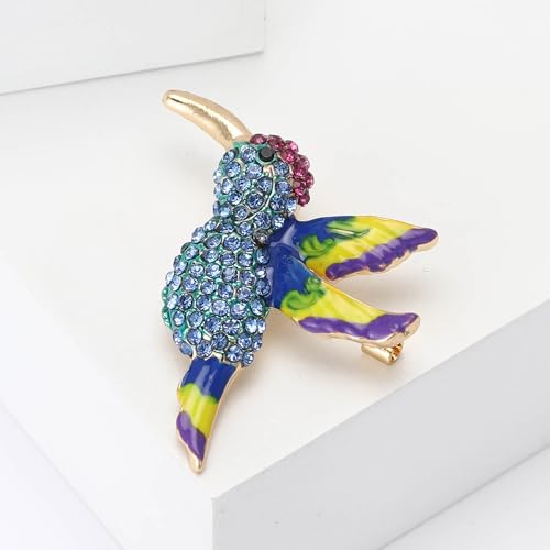 Image of Enamel Bird Brooch for Women Rhinestones Owl /Hummingbird /Eagle /Toucan Lapel Pin Cute Bird Brooches Jewelry Gifts for Mom Wife