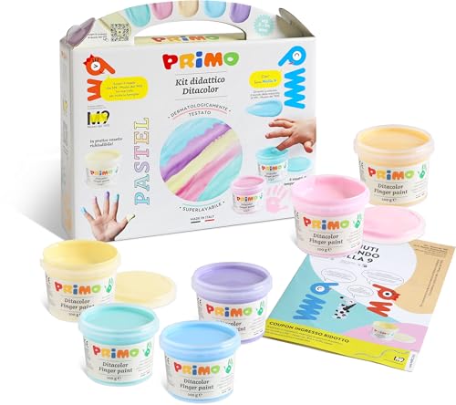 PRIMO - Maletín de Colores para Pintar para Niños +2Años + ActivityBook, 6 Temperas Escolares y Manualidades Niña Niño para Pintura de Dedos 100g Temperas para Niños Gouache Dermatológicamente Probada