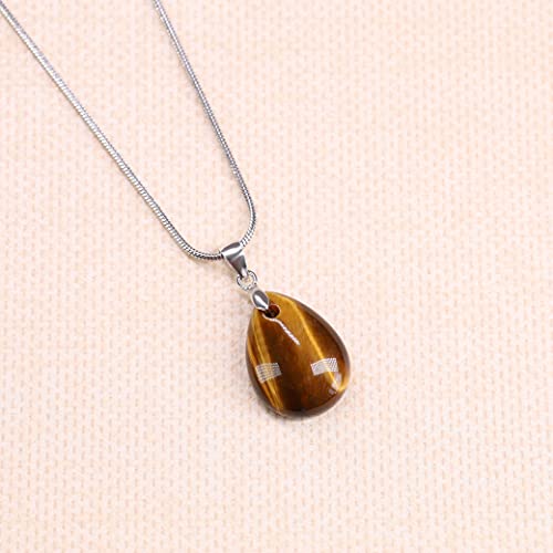 Amorwing Reiki Healing Teardrop Tiger Eye Stones Pendant Necklace For Women #TOP3