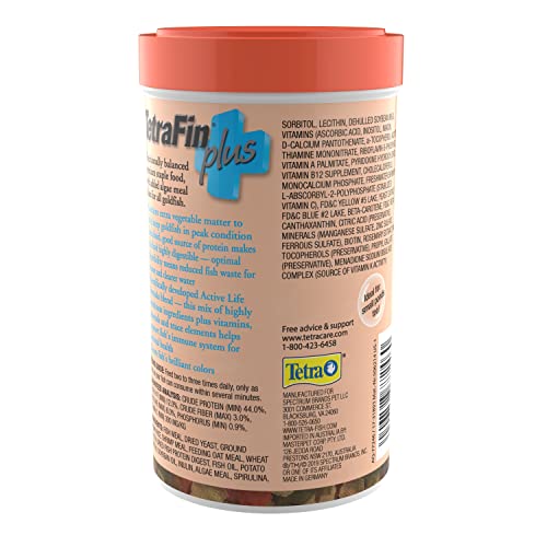 Tetrafin Plus Goldfish Flakes 2.2 Ounces, Balanced Diet, With Algae To Promote Health,Oranges #TOP1