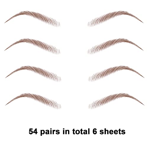 6D Eyebrow Tattoo Stickers 6 Sheets Professional Realistic Stick-On Eyebrow Stencil Shape Waterproof Transfer Eyebrow Decal Quick Makeup Tool (1# Brown) #TOP2