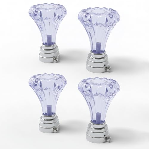 Image of Atlantic Curtain Rod Finials Set of 4 - Flower Style Decorative Textured Resin Finials for Standard Drapery Rods, Amethyst Purple