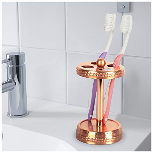 Nu Steel Copper Hudson Toothbrush Holders Storage, Bath Collection, Bathroom Vanity Countertops, Hammered Finish #TOP4