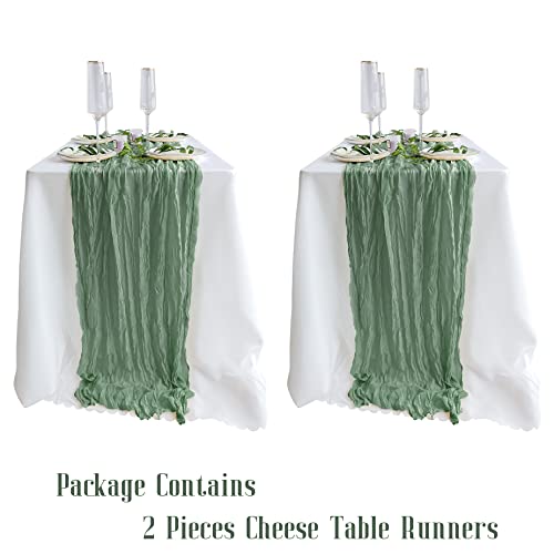 2 Pack Sage Green Cheesecloth Table Runners, 10Ft Gauze Table Runner Boho Wedding Cheese Cloths Decor For Bridal Baby Shower Arch Buffet Dessert Table St. Patrick's Day Decorations #TOP4