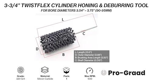 Image of 3-3 /4 inch 95mm 320 Grit Silicon Carbide TwistFlex Cylinder Hone 90-95mm | Bores 3.54 inch-3.75 inch KTM525 2003-05 DR-Z 400SM 2005-09 TRX 450S /ES 4X4 foreman 98-2004 YFZ450 2004-09 Sportsman 500 4X4 1996-05