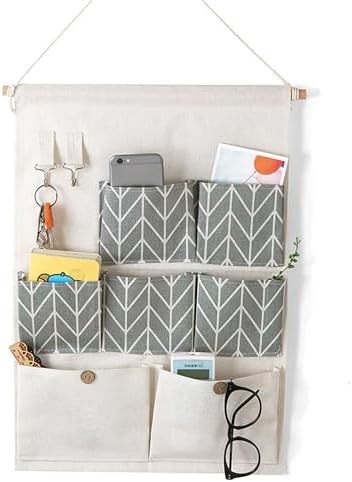 Over The Door Magazine Storage Pockets, Linen/CottonWall Door Clo...