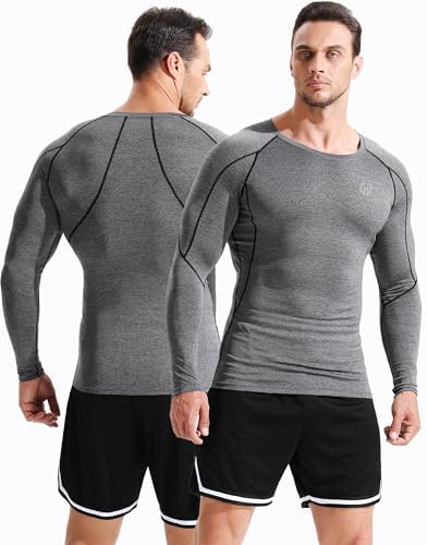 NELEUS Men's 3 Pack Dry Fit Long Sleeve Compression Shirts Workout Running Shirts