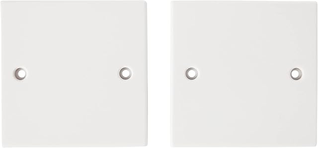 Merriway BH02676 (2 Pcs) Single Electrical Cover Du mmy Plate, White Plastic 85 x 85 mm - Pack of 2 Pieces