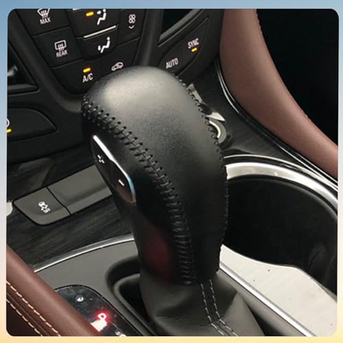 Lssapr PU Leather Car Gear Shift Knob Cover Replacement for Ford Focus 2012-2016 Fiesta 2014-2016 Fusion S/SE 2013-2016 Gear Shift Head Cover