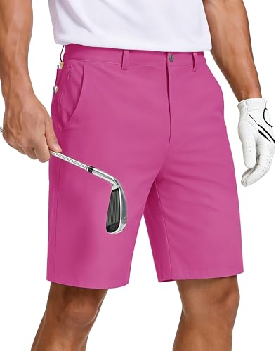 JWM Mens Golf Shorts 8/11 Inseam with Zip Pocket Flat Front Dress Short