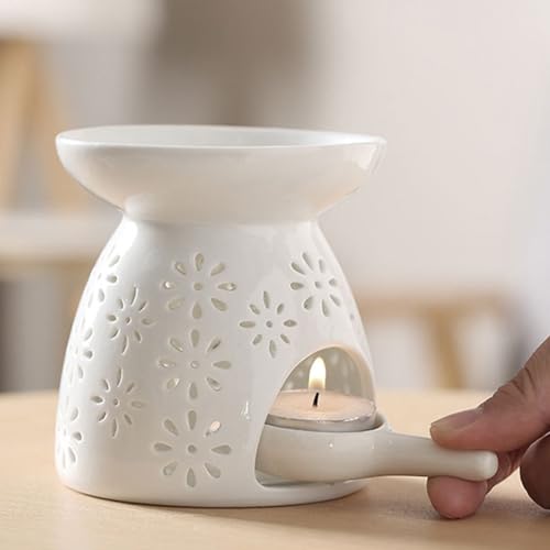 TIMESETL 2PCS Ceramic Tea Light Candle Holder Essential Oil Burner, Tea Light Wax Melt Warmer, Ceramic Aromatherapy Burner Aroma Candle Holder for Home Decor Christmas Housewarming Gift - Image 6