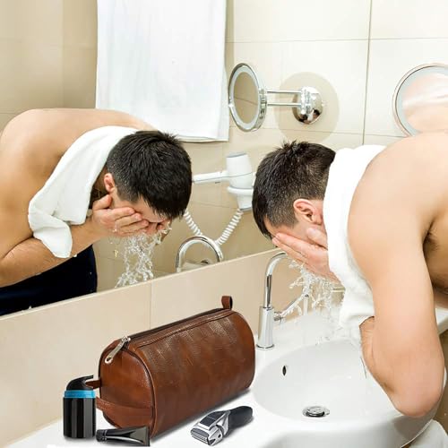 Storite 2-Set Toiletry Travel Bags Shaving Kit Makeup Cosmetic Pouch for Men and Women (Him & Her) Brown 8 41d5ZdfzM8L