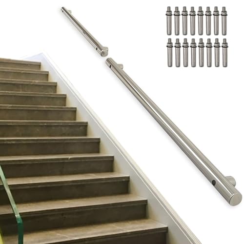 Rampe d'escalier murale en inox kit support main courante escalier 1m 1.5m 2m 2.5m