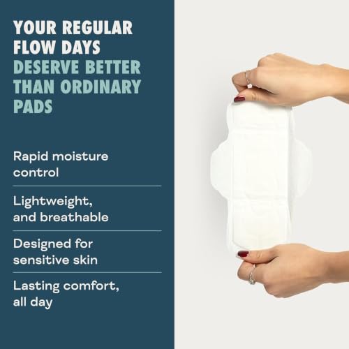 Image of Nyssa Organic Cotton Cover Period Pads, Regular Absorbency - Ultra Thin Menstrual Pads with Wings | Chlorine Free, Fragrance Free (2-Pack)