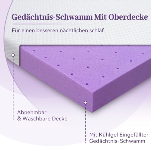 SINWEEK 3 Inch Gel Memory Foam Mattress Topper Queen Size, Ventilated High Density Pad for Back Pain, Bed Topper with Removable Soft Cover, CertiPUR-US Certified