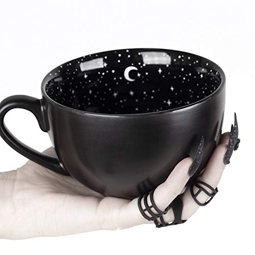 Coffee Large Mug in Gift Box By Rogue + Wolf Cute Mugs For Women Unique Summer Green Witch Gifts Novelty Tea Cup Goth Decor - 17.6oz 500ml Porcelain (Midnight)