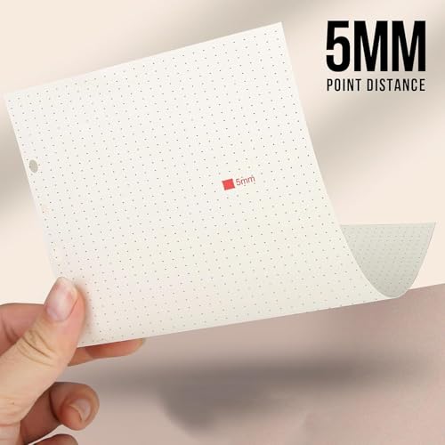 A5 Punktrasterpapier, Gepunktetes Nachfüllpapie, 6 Löcher, 60 Blätter, Elfenbein, 21x14.5cm, 5mm Punktabstand, Standard 6 Löcher Design, Perfekt für A5 Notizbuch, Tagbuch, Skizze, Malerei