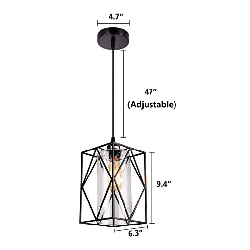 HMVPL Farmhouse Pendant Light Fixtures, Set of 2 Black Farmhouse Hanging Chandelier Lights with Glass Shade, Mini Industrial Ceiling Lamp for Kitchen Island Dining Room Over Sink Hallway Bedroom - Image 3
