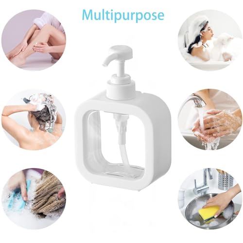 Image of Hand Soap Dispenser for Bathroom, Modern Dish Soap Dispenser for Kitchen Sink, Liquid Soap Container with Pump, Clear Plastic Soap Pump Bottles (2 Packs,17oz, White)