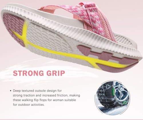 Image of KuaiLu Womens Orthopedic Flip Flops With Arch Support Adjustable Thick Athletic Cushion Recovery Walking Sandals For Woman Ladies Fashion Comfortable Flip-Flop Slides, Water Resistant & Lightweight