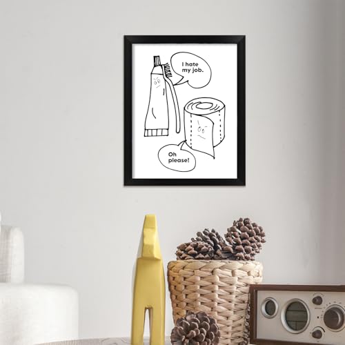 Funny Bathroom Pictures Wall Decor Black and White Bathroom Wall Art Framed — view 6