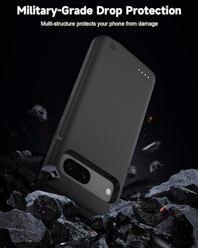 Gladgogo Battery Case for Google pixel 7, 10000mAh Ultra Slim Rechargeable Fast Charging Power Bank Case, Foldable Portable Backup Battery Pack for Google pixel 7(6.3"), Black