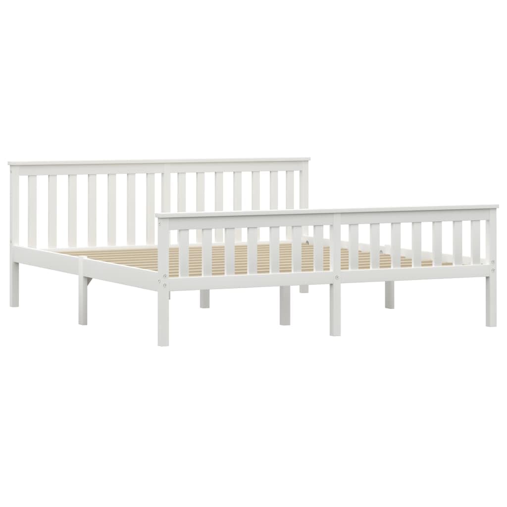 White Pine Solid Wood Bed Frame 180x200 cm with Slats | Modern platform design includes a supportive wooden slat base, suitable for guest rooms and family use.