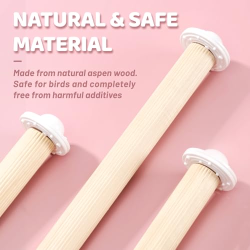 Image of 6 Pcs Wooden Bird Cage Perch, Cage Accessories, Parrot Toys, Mimics Wild Branches, for Parakeet, Cockatiel, Conure, Budgie, Lovebird, Small Medium Birds