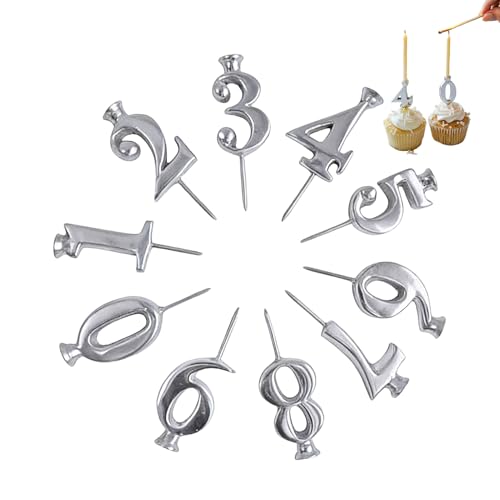Zahlen Geburtstagskerzenhalter, Wiederverwendbarer Metall Nummer 0-9 Geburtstag Kerzen Halter, Dekoratives Zahlen Ständer Für Geburtstagstorten, Partys, Hochzeiten