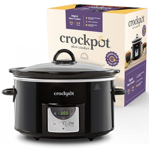 Crock-Pot Pentola per Cottura Lenta, Slow Cooker, 3.5 litri, fino a 4 Persone, Timer Programmabile, Display Digitale, Funzione Keep Warm, 200 W, Ceramica, Nero - immagine 3