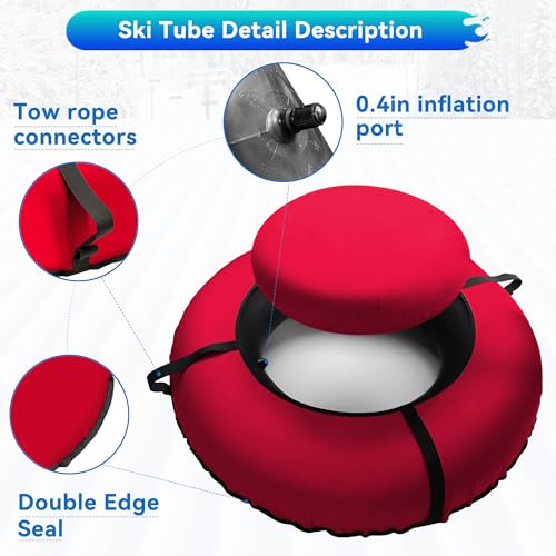 Teflever 40\" Snow Tubes for Sledding Heavy Duty, Snow Tube with Canvas Cover and Inner Seat