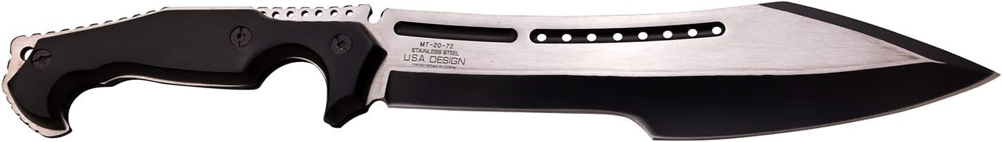 MTech USA – Fixed Blade Knife – Black and Satin Finish Stainless Steel Blade with Black Wood Handle, Full Tang, Includes Black Nylon Sheath - Hunting, Camping, Survival, Tactical, EDC – MT-20-72