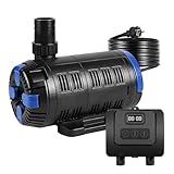 EXLECO Regelbar Teichpumpe für Außen 8000L/H, 18W-80W Einstellbar Bachlaufpumpe mit Multifunktionalen Kontroller, Filterpumpe Teich, Gartenteichpumpe Eco Pump für Gartenteich Fischteich Springbrunnen