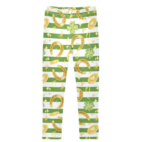 Girls' Leggings St Patrick Day Clover Coin Ankle Length Printed Leggings Comfort Pants for Kids 4-10 Years