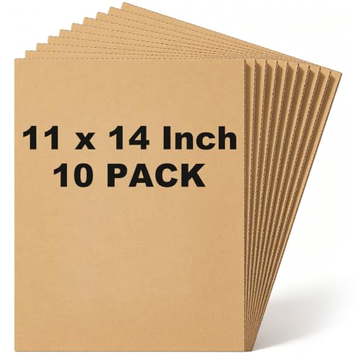 Image of Henoyso 10 Pack 11 X 14 Inch Brown Cardboard Sheets | Corrugated Flat Inserts for Packing Shipping Mailing, Protective Separators for Fragile Items Dishes, DIY Crafts Projects