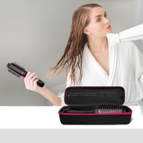 Image of Hard Carrying Case for Revlon Hair Dryer Brush Original 1.0 /Plus 2.0,Portable Travel Storage Bag Compatibility with All Brand Hot Tools Volumizer Hot Air Brush (Rose Red)