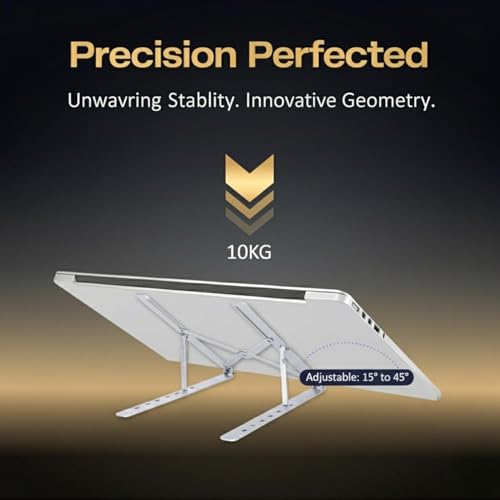 Image of MONADIKOS Adjustable Laptop Stand, Portable Aluminium Laptop Riser, Foldable Ventilated Cooling Computer Support Stand for Apple MacBook Pro /Air, HP, Sony, Dell, More 10-15.6 inch