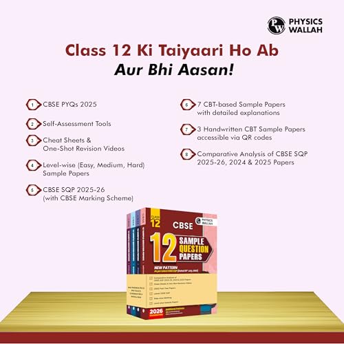 Image of (Old Edition) PW CBSE Class 12 Sample Papers Combo Set (Physics, Chemistry, Maths, English) -2026 Board Exam | 15 New-Pattern Papers per Subject + 111 most probable question | Solved & Unsolved