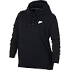 NIKE-Sportswear-Womens-Plus-Club-Funnel-Neck-Hoodie NIKE Sportswear Women's Plus Club Funnel-Neck Hoodie, Black/Black/Black/White, 2X