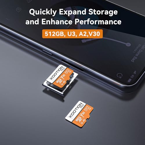 Mini Tarjeta TF Naranja KOOTION 512GB para Grabar Vídeos en Tus Viajes de Aventura y Teléfonos 5