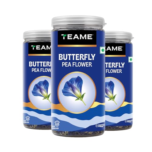 Image of TE-A-ME Butterfly Pea Flower Tea | Blue Pea Tea | 300gm (300+ Cups) | SUPER ANTIOXIDANT | Caffeine Free | Aparajita - Shankhpushpi | Flower Based - Herbal | Helps Relieve Stress | 100g - Pack of 3