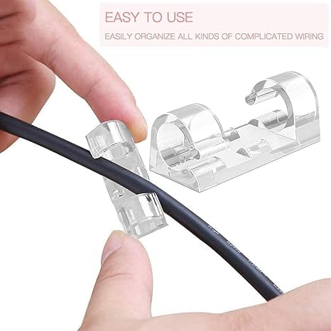 Zerolex 60 Pcs Self Adhesive Cable Management Clips, Cable Organizers Sticky Wire Clips Cord Holder for TV PC Laptop Ethernet Cable Desktop Home Office (Large,Transparent) 1