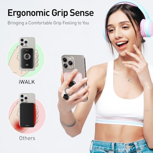 iWALK Magnetic Portable Charger for iPhone, 10,000mAh Wireless Power Bank with Stand, 15W MagSafe Fast Charging and USB-C PD 20W Charging for iPhone16/15/14/13/12 Series/Airpod - Thumbnail 3