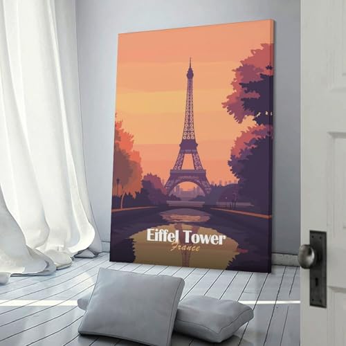Tableau sur toile Tour Eiffel pour illuminer votre salon avec un coucher du soleil parisien