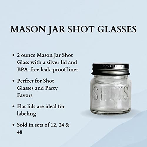 Mason Jar 2 Ounce Shot Glasses Set Of 12 With Leak-Proof Lids - Great For Shots, Drinks, Favors, Candles And Crafts #TOP3