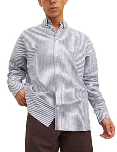 JACK & JONES Men's JCOARC Oversized Oxford Shirt LS Hemd, Navy...