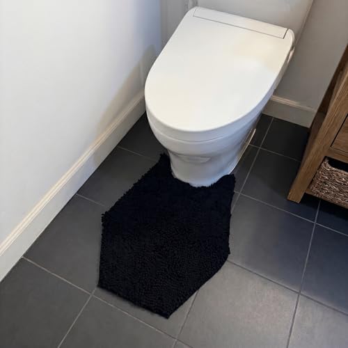 Gothic Curiosities Coffin Toilet Rug Gothic Bathroom Decor Chenille Coffin Bath Mat - 24 Inches By 20 Soft Thick Water Absorbent Machine Washable with Non-Slip PVC Backing U Shaped